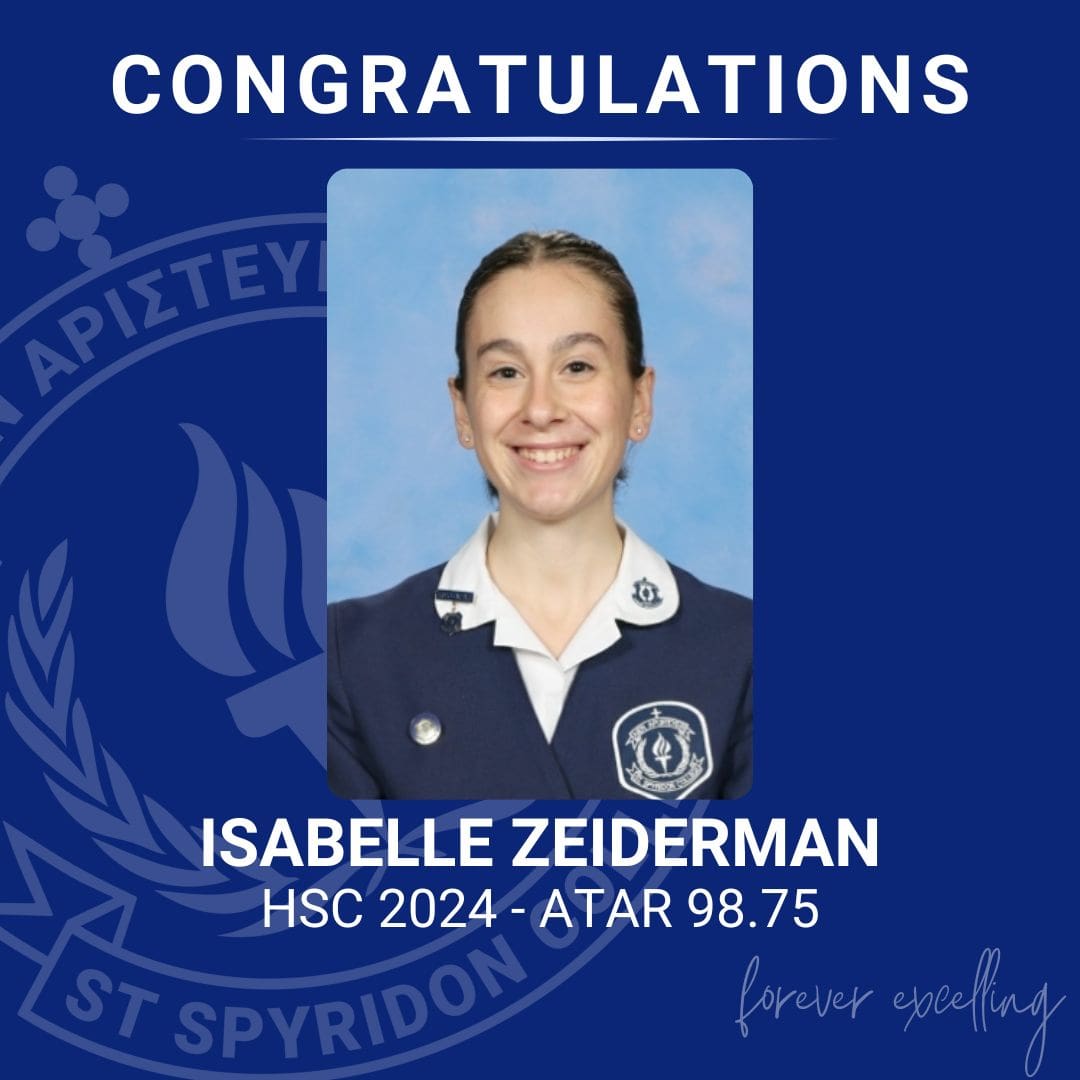 Isabelle Zeiderman achieves HSC 2024 ATAR 98.75